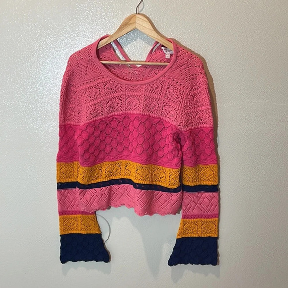 Carolina Herrera Striped Crochet Knit Top XL - Picture 11 of 13